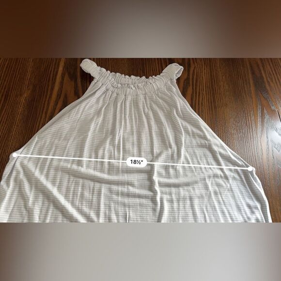 Loft Striped Ruffle Halter Flounce Top Size Large NWOT blue white - Picture 10 of 13